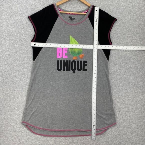 Dream Works Trolls Nightgown Womens Large XL Gray Sleep Shirt Be Unique Movie - Picture 6 of 13